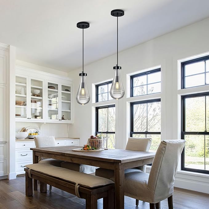 Raindrop Pendant Lights Kitchen Island Teardrop PlatingBlack Hanging Light - Image 5