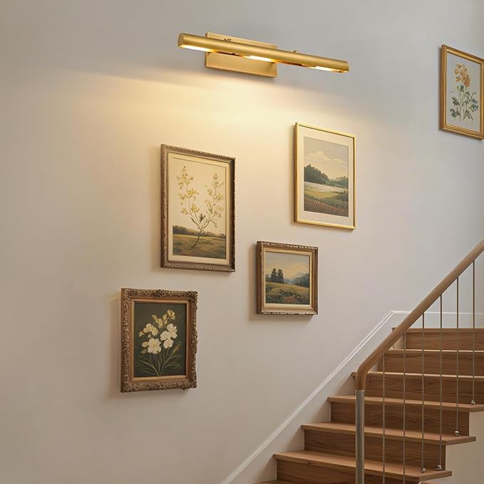 Art Picture Frame Wall Light: 24" Glod Dimmable Vintage Artwork Brass Painting - Image 8