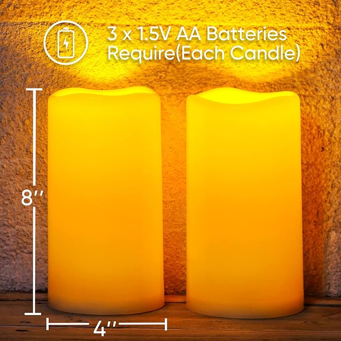 Homemory 8" x 4" Large Waterproof Outdoor Flameless Candles - Image 7