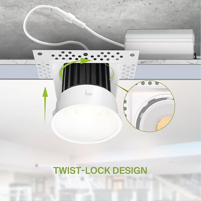 ASD Trimless 2 Inch LED Recessed Lighting, 8W 120V Commercial Square Downlight - Image 4