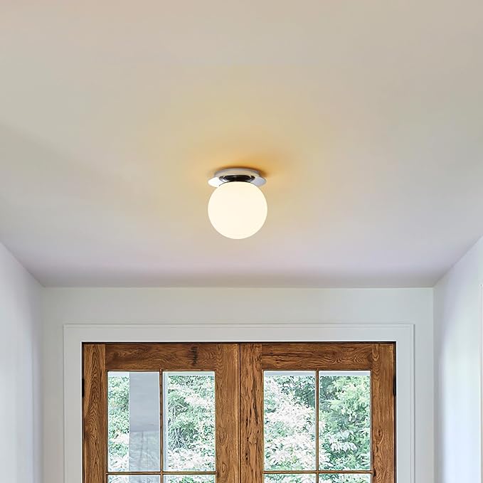 Modern Glass Globe Wall Sconce: Chrome Single Light - Image 7