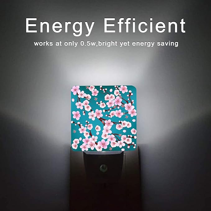 Spring Flowers Night Light, Cherry Blossom Night Lights Plug into Wall Dusk to - Image 6
