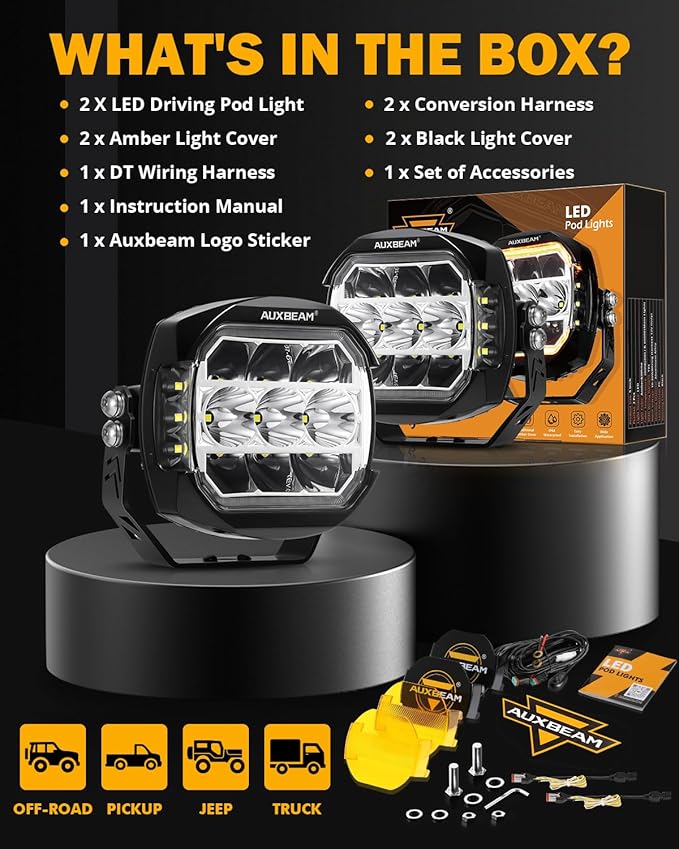 Auxbeam 5Inch LED Offroad Lights, 270° Ultra-Wide Ditch Lights Side Shooter - Image 7