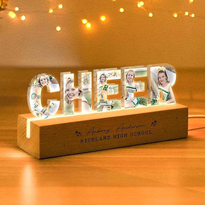 Personalized Cheerleader Photo Collage Night Light – Custom Cheerleader Gift - Image 2