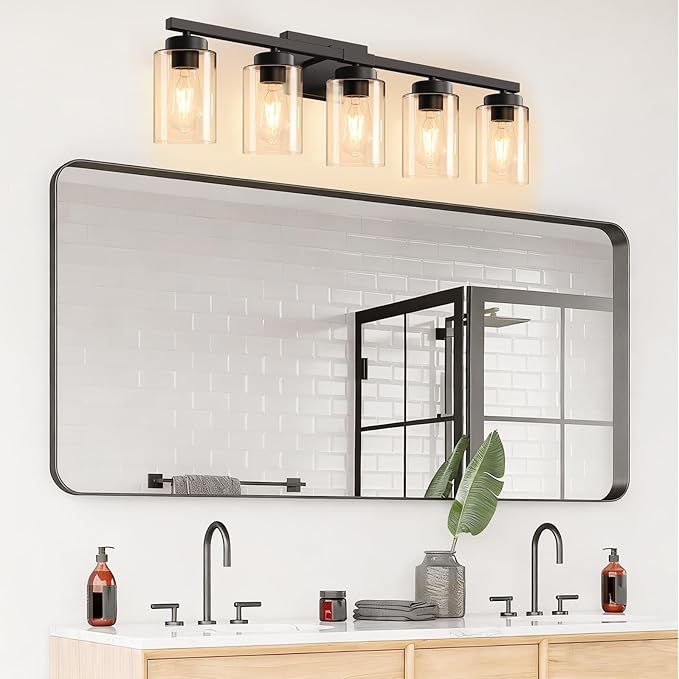 IZORRO Black Bathroom Vanity Light, 5-Light Vanity Lighting fixtures Over Mirror - Image 8
