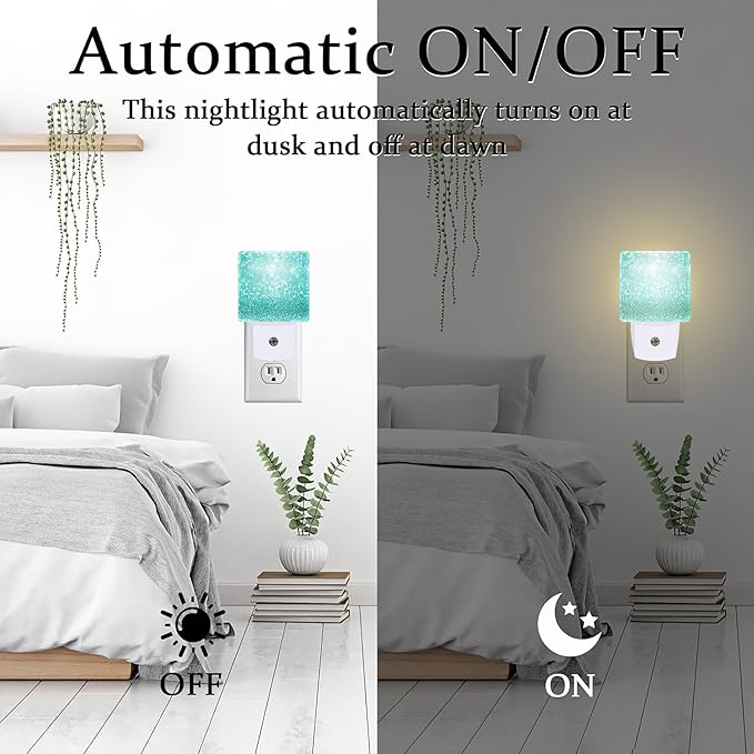 Teal Turquoise Glitter Night Light Plug into Wall, 0.5w Energy Saving Sleep - Image 6