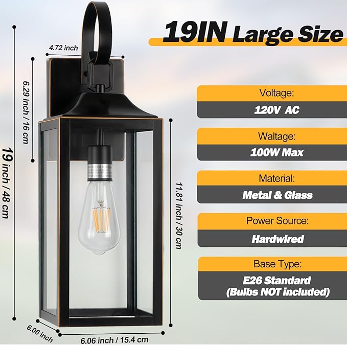 Dusk to Dawn Outdoor Wall Light, Waterproof Outdoor Lighting - Image 2