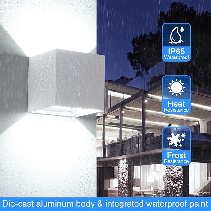 Juyace 20W LED Modern Wall Sconce Outdoor Lighting 6000K Up Down - Image 2