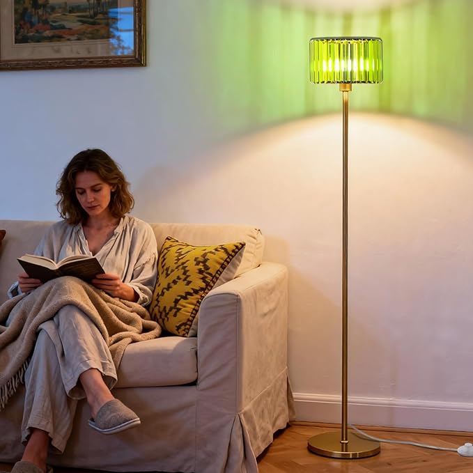 Gold Floor Lamp for Living Room, Vintage Standing Lamp, Mid Century Tall Lamp - Image 3
