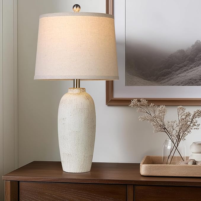 25“ Jar Table Lamps Set of 2, Ceramic Bedside Lamps - Image 5