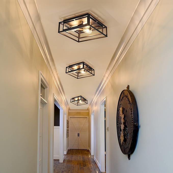 ZGLAOJT Black Flush Mount Ceiling Light Fixture，3-Light Industrial Metal Close - Image 7