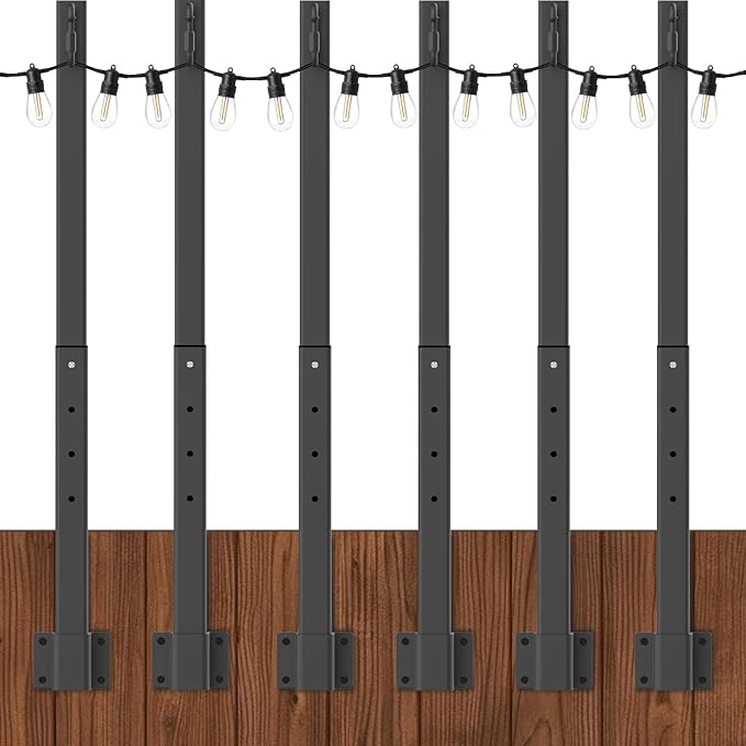 6 Pack 2.8 FT String Light Poles, Metal Lights Poles by Unknown