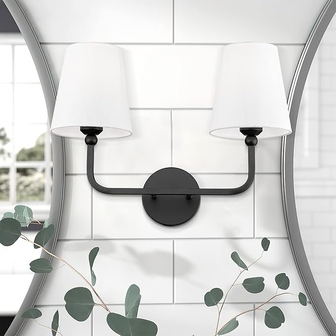 2-Light Bathroom Vanity Light Fixtures in Matte Black Finish, Modern Bedside - Image 7