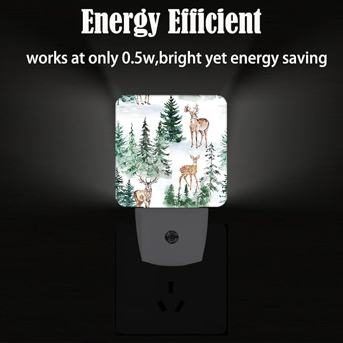 Watercolor Deer and Forest Night Light, Plug Into Wall - Image 4