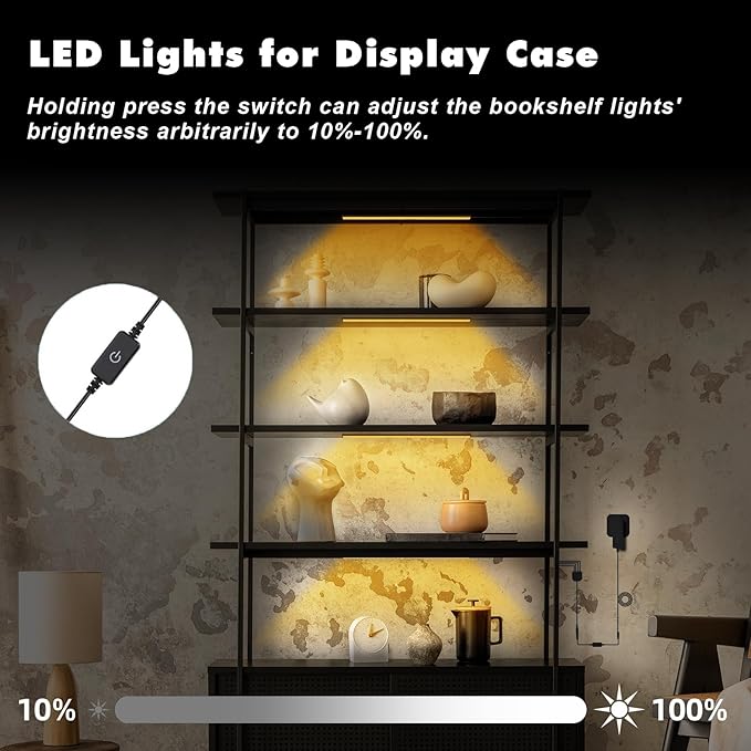 JUSJUBR Black Display Shelf Lighting, 4 Pack x12 Inch Display Lights - Image 2