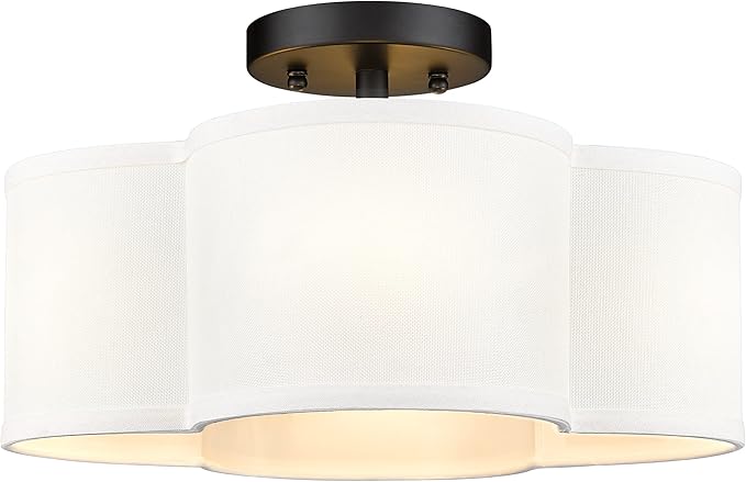 Black Semi Flush Mount Ceiling Light, Close to Ceiling Light Fixtures by Audickic