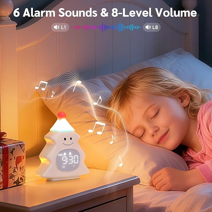 Yiliaw Kids Alarm Clock with Night Light, Christmas Tree Wake Up Clock - Image 5