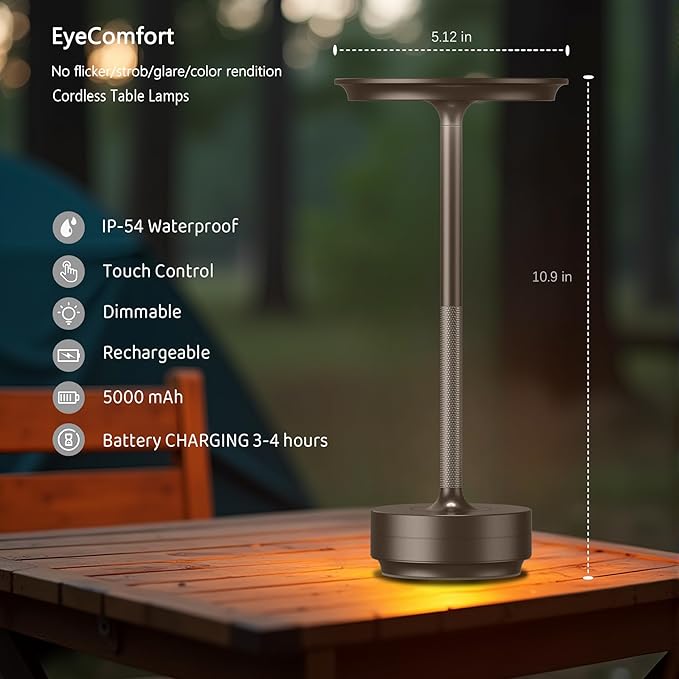 Cordless Table Lamp Rechargeable - 5000mAh Battery Operated LED Table Light - - Image 7