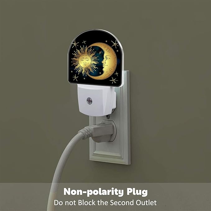 Crescent Moon and Stars Night Light Plug into Wall, Boho Sun Moon Dusk to Dawn - Image 4