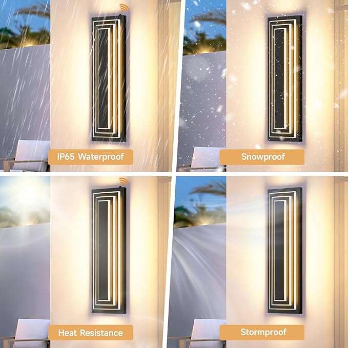 Dusk to Dawn Outdoor Led Wall Lights, 23.6 in Long Exterior Lighting Fixtures - Image 2
