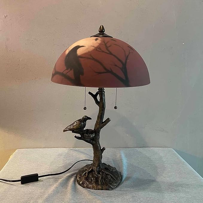 Bieye L10969 Ravens Sitting on Bare Tree Branch Against Full Moon Hand-Painted - Image 6