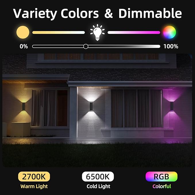 SHIMR Color Changing Outdoor Wall Lights 2 Pack, Ambiance Up and Down Lights - Image 2