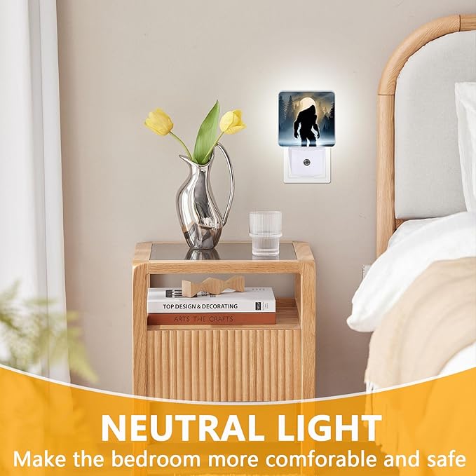 Funny Bigfoot Sasquatch Night Light, Plug-into Forest Moon Nightlight White LED - Image 3