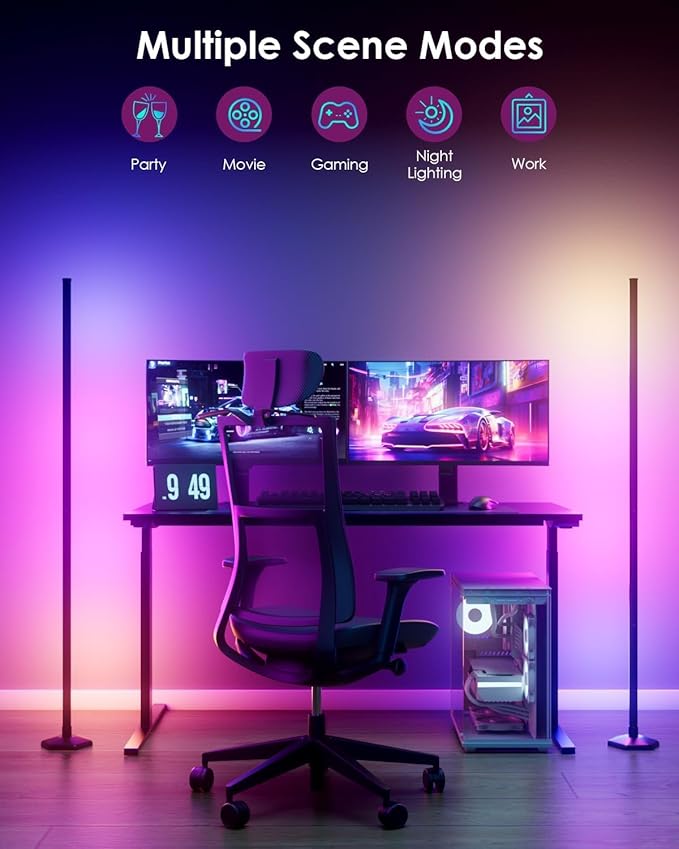 Corner Floor Lamp, 2 Pack RGB Corner Lamp - Image 3