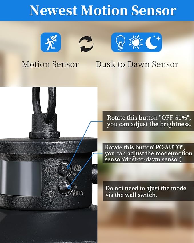 17'' Motion Sensor Outdoor Lights Wall Mount, Dusk to Dawn Exterior Light - Image 3