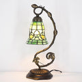 Tiffany Lamp Stained Glass Desk Reading Bedside Light, Metal Leaf Table Lamp by ANYONGLU