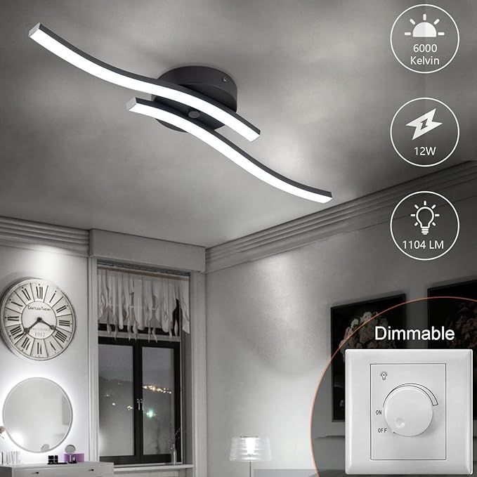 EDISLIVE Modern Dimmable LED Ceiling Light Curved 2 Light 22.5 in Minimalist - Image 2