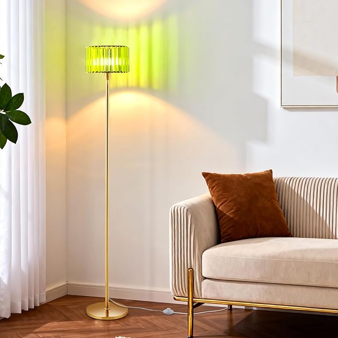 Gold Floor Lamp for Living Room, Vintage Standing Lamp, Mid Century Tall Lamp - Image 2