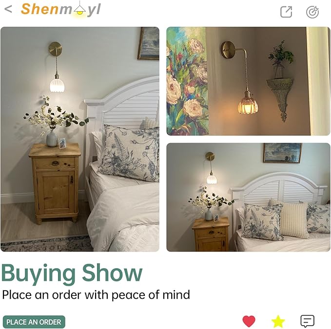 Vintage Wall Sconce with White Tulip Shade Pattern Glass Adjustable Chain Retro - Image 5