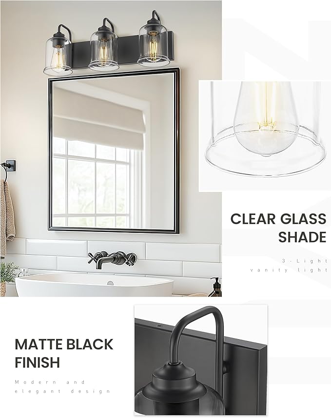 zeyu Black Bathroom Vanity Light, 20.5 Inch Bathroom Light Fixtures Over Mirror - Image 3