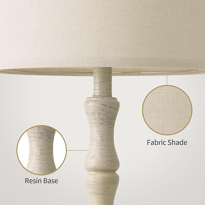 BOBOMOMO 25" Farmhouse Bedside Lamps Set of 2, Vintage Nightstand Lamps - Image 4