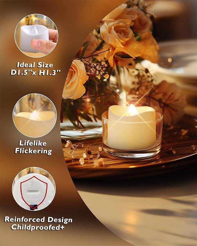 Homemory 72-Pack Novelty Flickering Flameless Tea Lights, 200+Hours Battery - Image 4