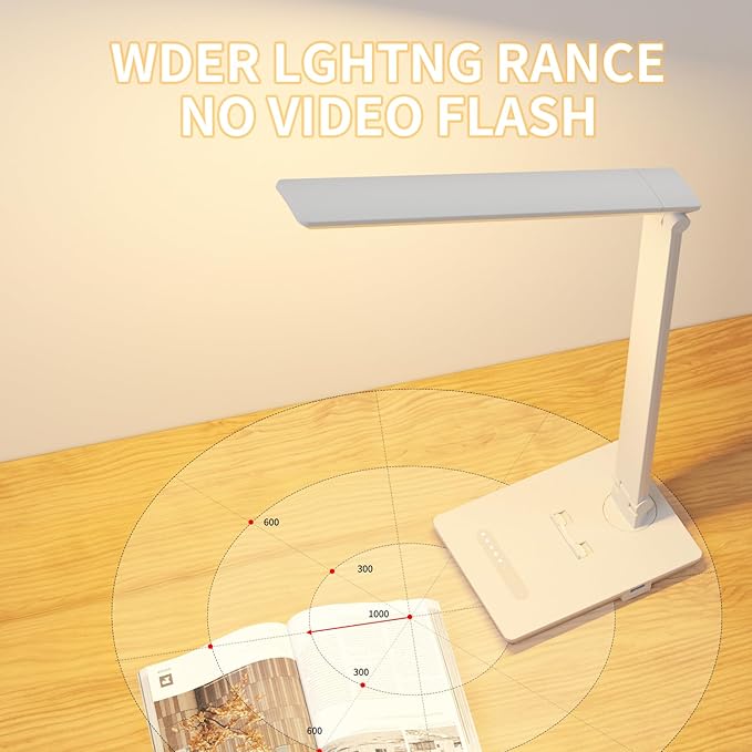 Desk Lamp with USB Charging Port, 14W 900LM Dimmable Eye-Caring Reading LED - Image 6