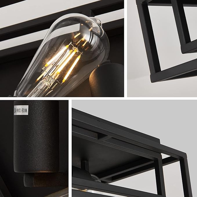 ZGLAOJT Black Flush Mount Ceiling Light Fixture，3-Light Industrial Metal Close - Image 9
