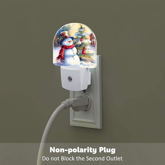 Cute Snowman with Christmas Tree Night Light Plug into Wall, Winter Xmas - Image 4