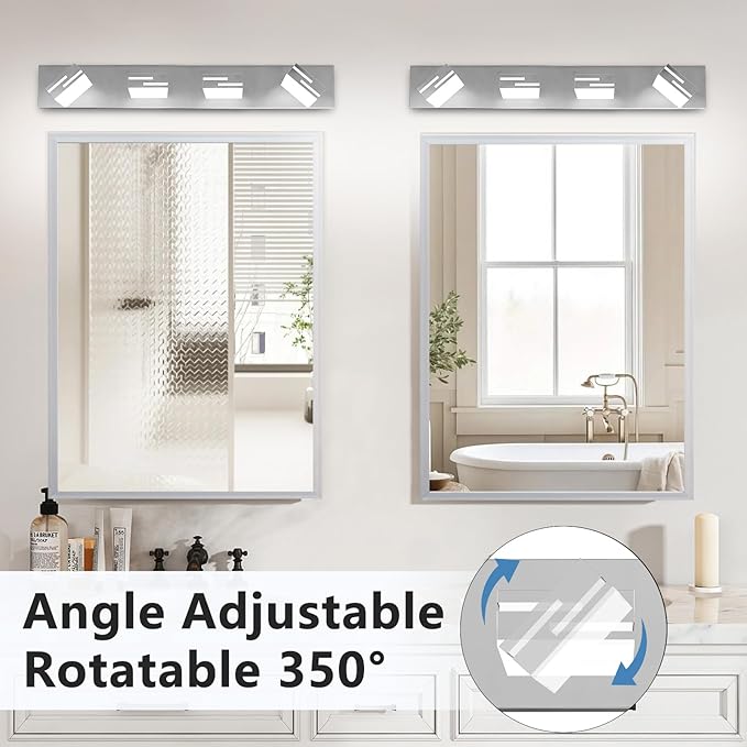 LED Modern Bathroom Vanity Light Fixtures, 4-Light 28-inch Dimmable Chrome - Image 5