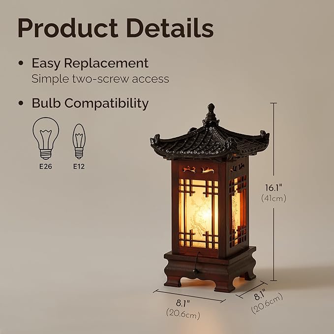 Traditional Korean Wood Lamp | Handmade Asian Oriental Table Lantern | Bedside - Image 7
