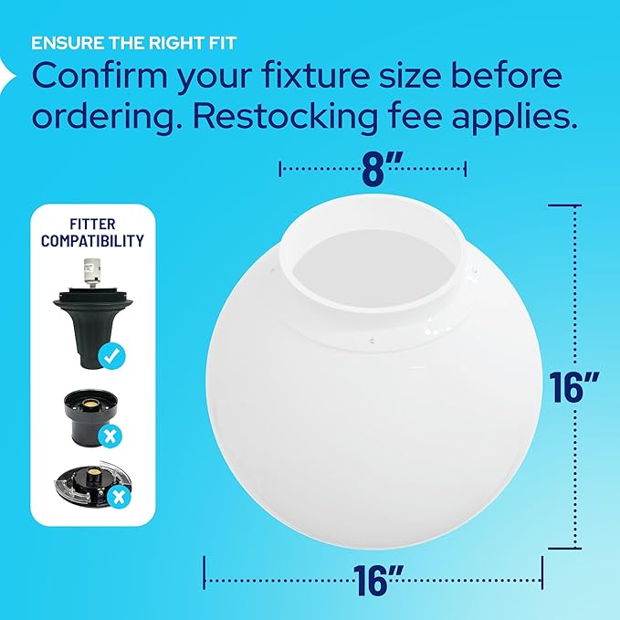 KastLite 16" White Acrylic Lamp Post Globe | Smooth Textured - Image 2