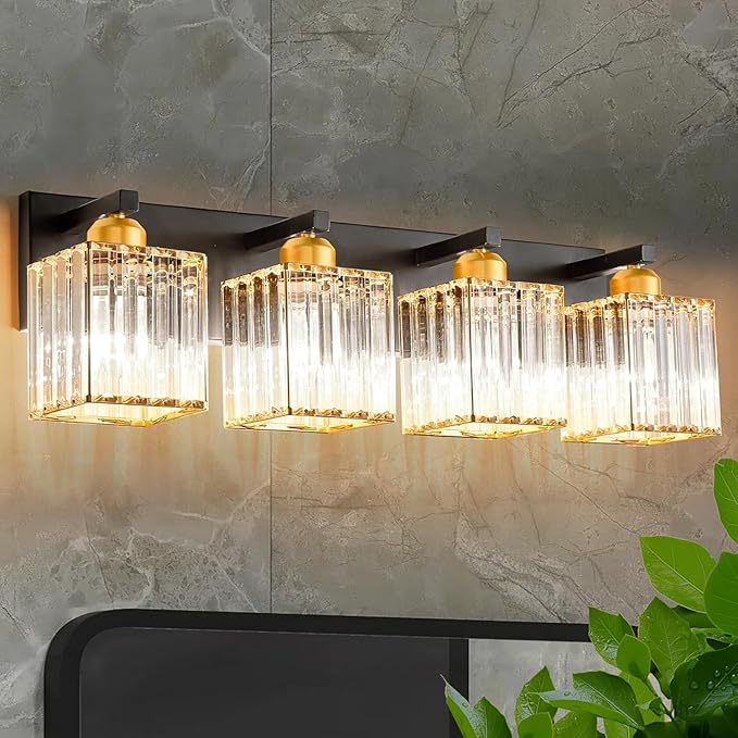 Bathroom Vanity Light Fixtures Over Mirror 4 Crystal Lights by DIAMONDFORGEOFFICIAL