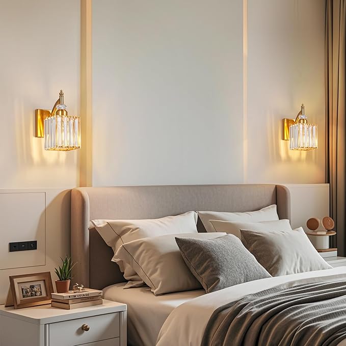 Modern Wall Sconces Set of Two Gold Wall Sconces Indoor Wall Lamp Crystal Wall - Image 7