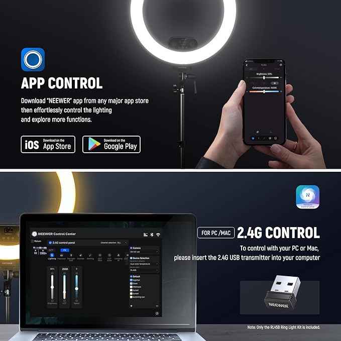 NEEWER 18 Inch Edge Lit Ring Light - Image 6