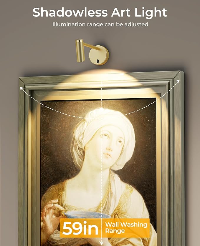 Picture Light for Wall, Battery Operated Art Light for Paintings CCT Dimmable - Image 4