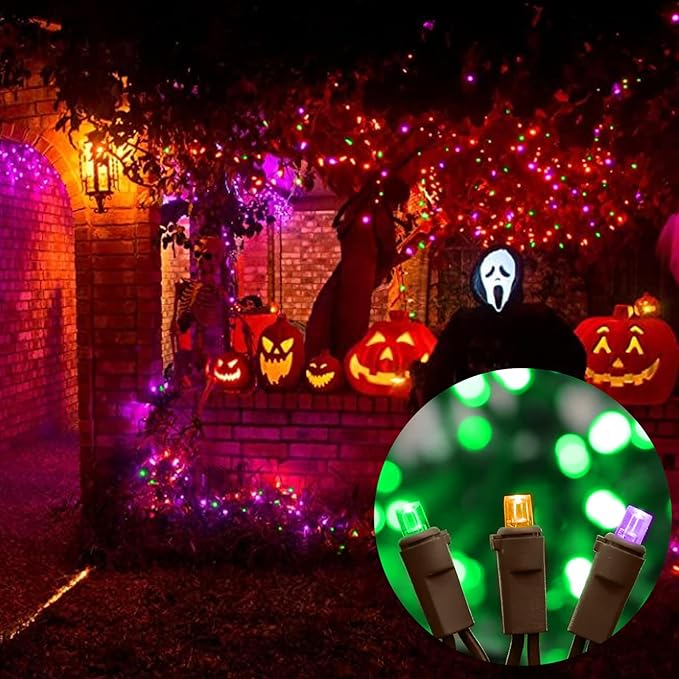 LAMPHOME Orange Purple Green Halloween Lights- 21.6FT 100LED Christmas Lights - Image 5