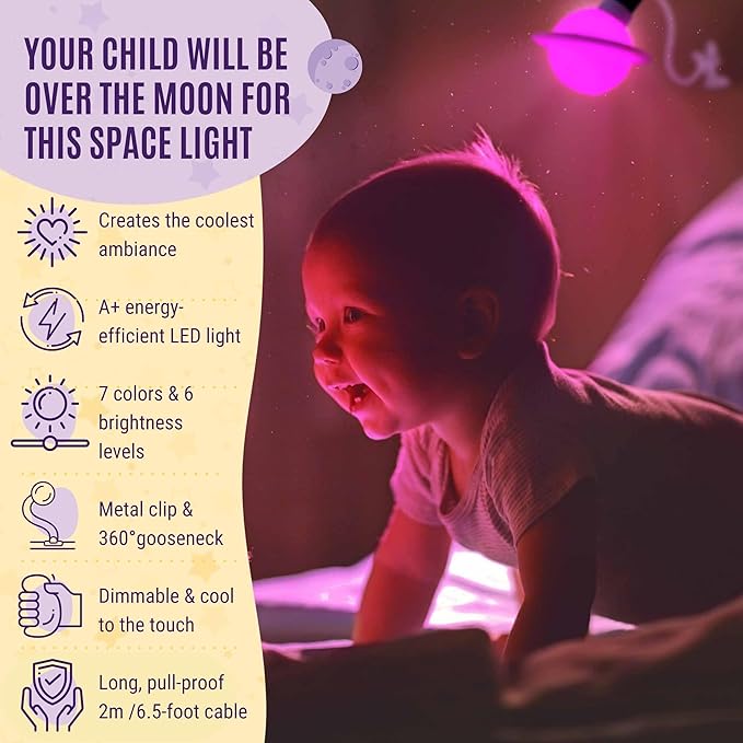 Saturn Clip On Lamp Nightlight for Kids Room - Image 4