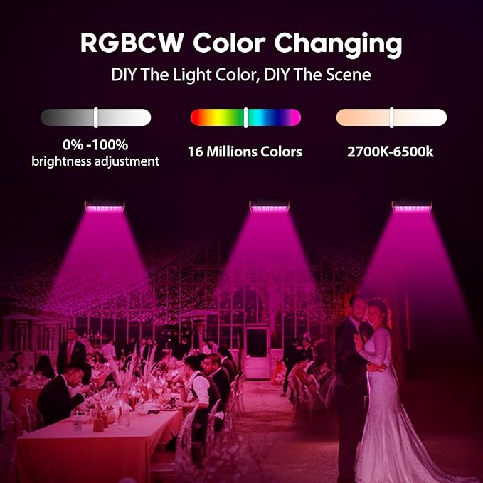 Smart LED Wall Washer Flood Light, 168W RGB+CW Color Changing Smart Light - Image 6