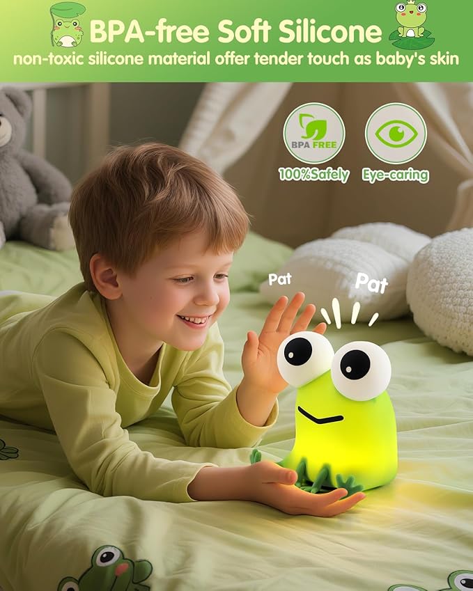 YISUN Frog Night Light for Kids, Soft Silicone Nursery Night Lamp Rechargeable - Image 4